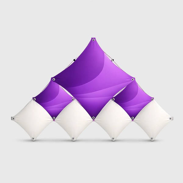 Présentoir pliable en tissu à grille géométrique triangulaire