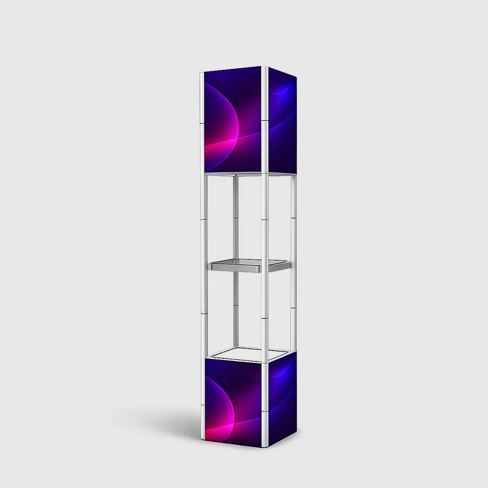 Square Portable Aluminum Spiral Tower Display - 5 Layer Shelves
