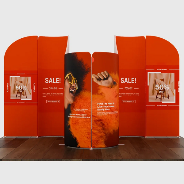 Mur de stand magnétique en tissu 3x3m avec 8 panneaux