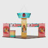 9x6m Cubic Tower Booth Kit with Hanging Banner & 2 Counters