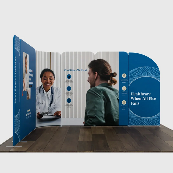 Mur de stand magnétique en tissu 5x4m avec panneaux modulaires
