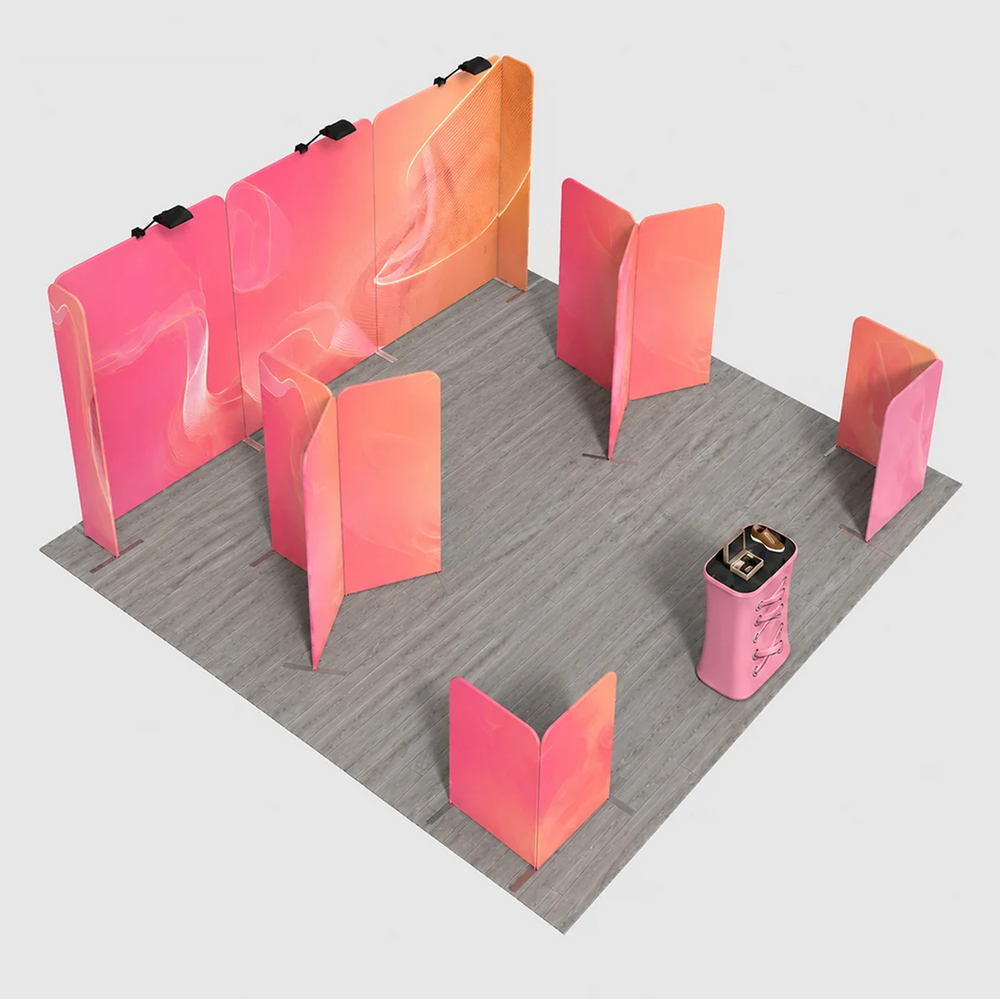 6x6m Magnetic Booth Kit with Y-Shape Walls & Reception Counter