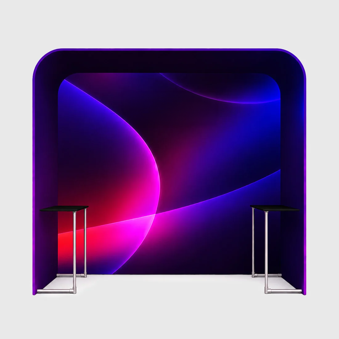 Square Arch Fabric Trade Show Booth with Built-In Shelf