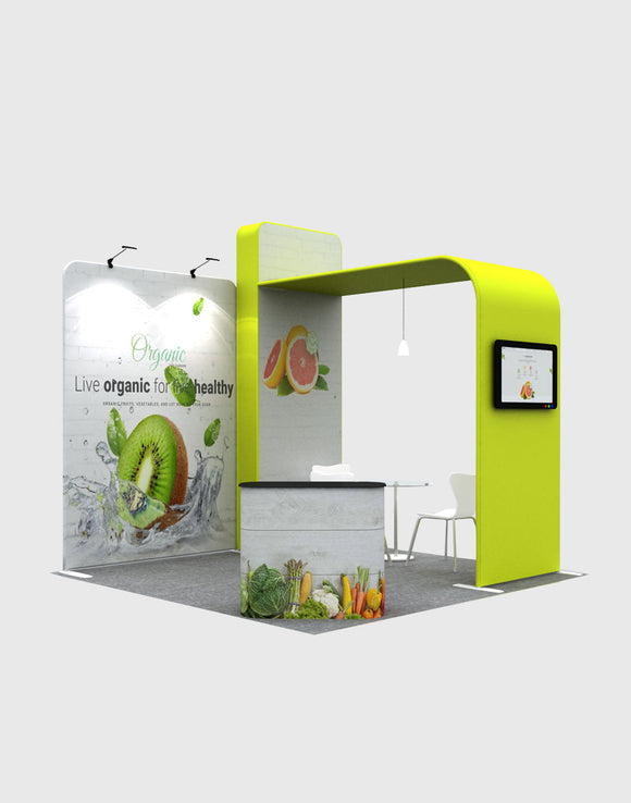 Premium Modular L-Shaped TV Display Exhibit Kit for 10ft Wide Booths