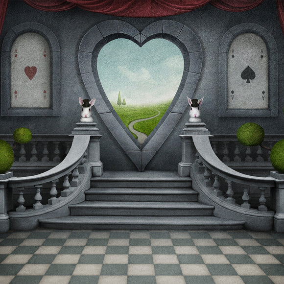 Background room with door in shape of heart