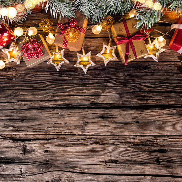 Christmas Decoration On Wooden Background Backdrop