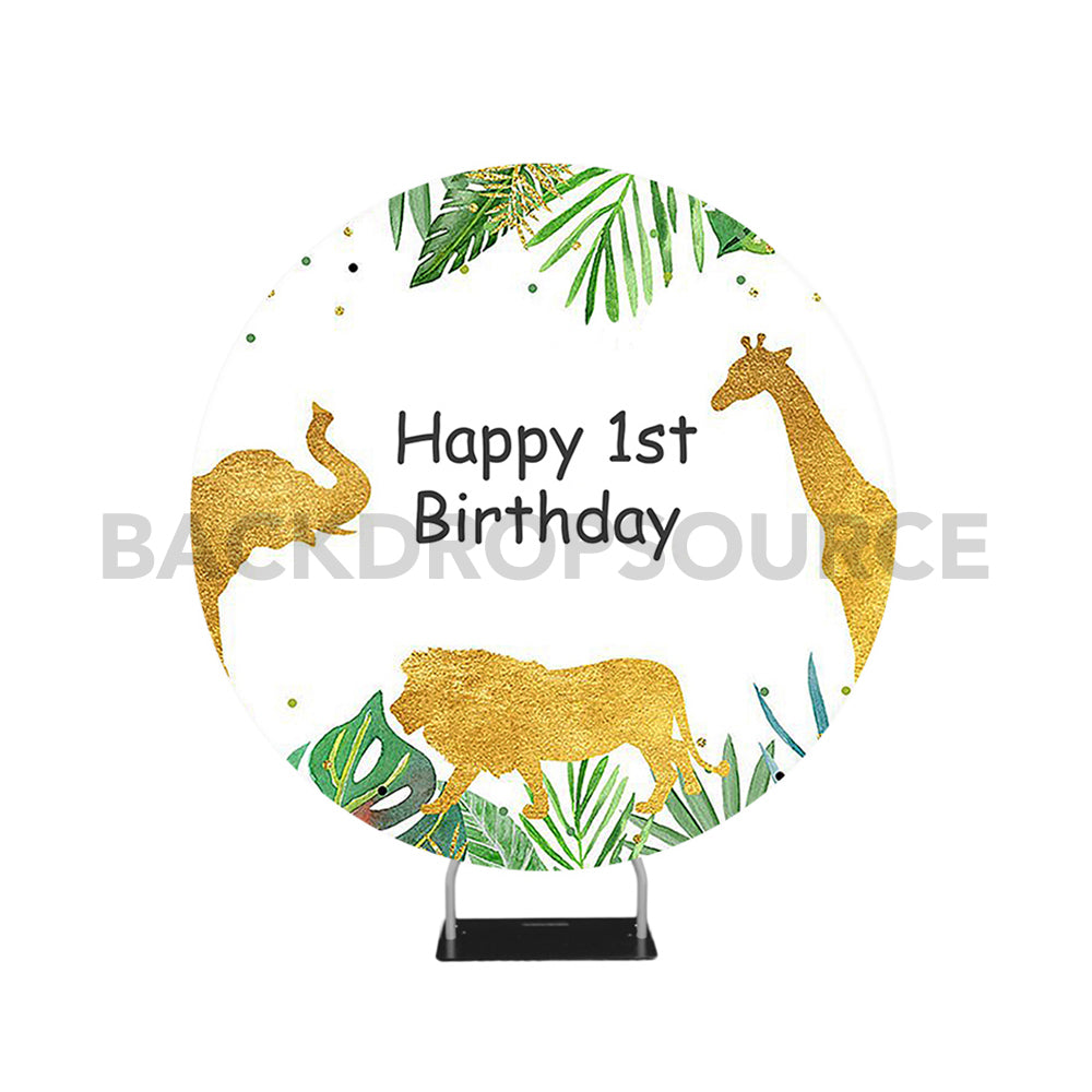 First birthday themed round photo booth background