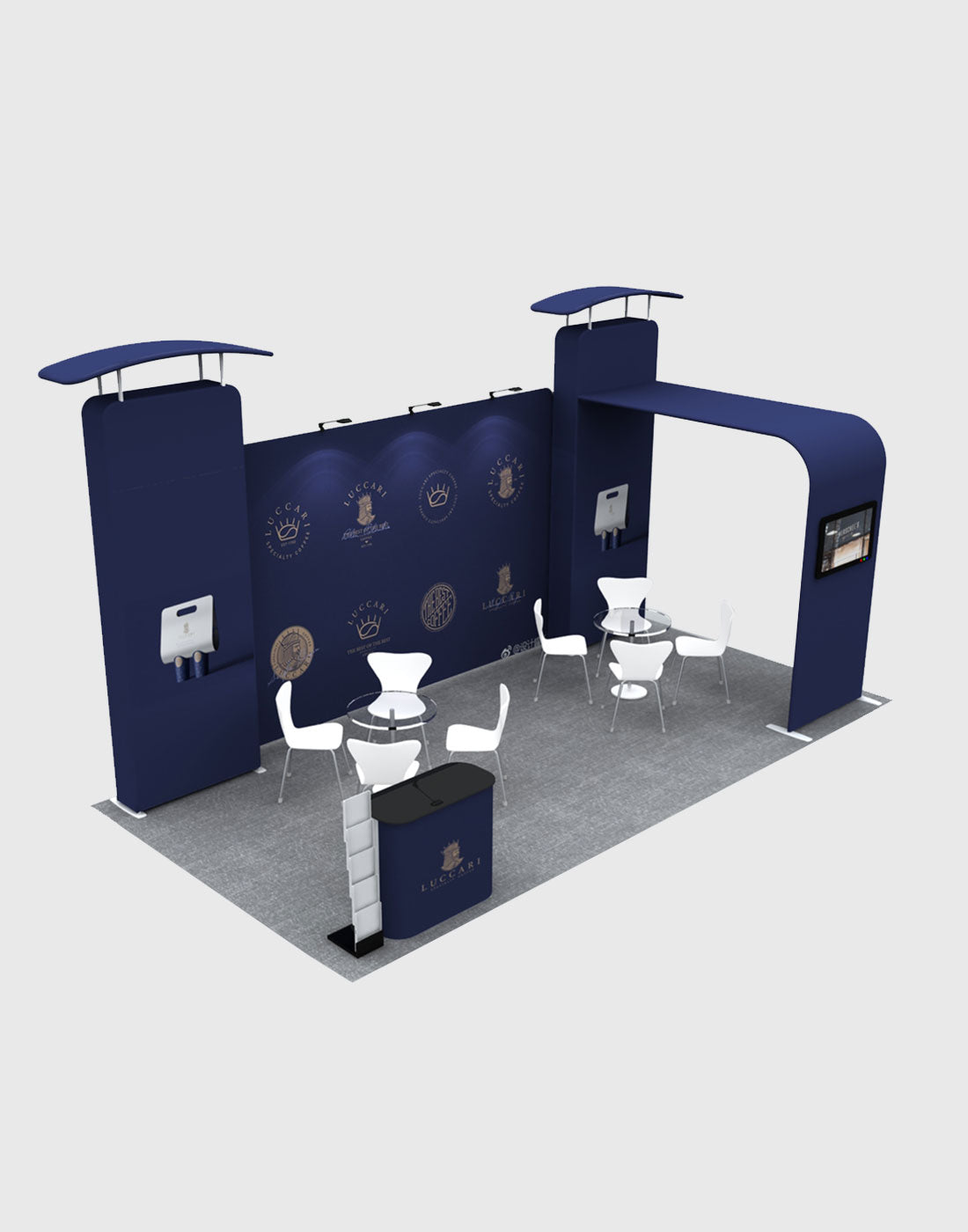 6m Straight Backdrop with 3D Wall &amp; Arch Exhibition Kit