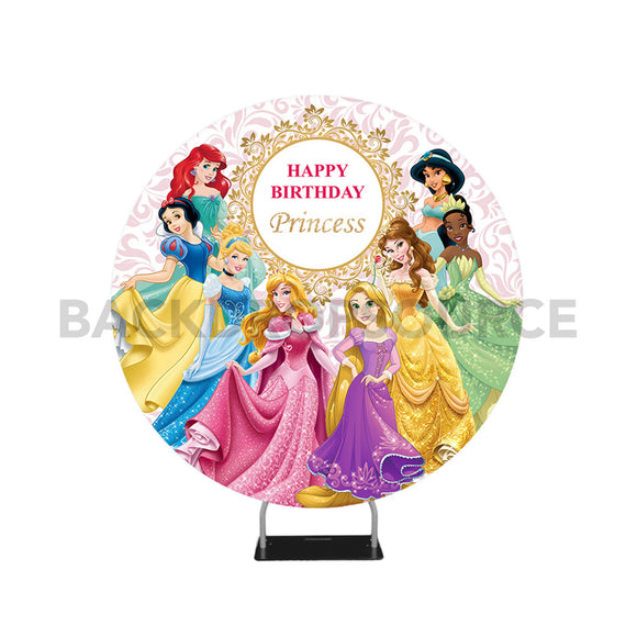 Toile de fond ronde pour photomaton sur le thème des princesses Disney