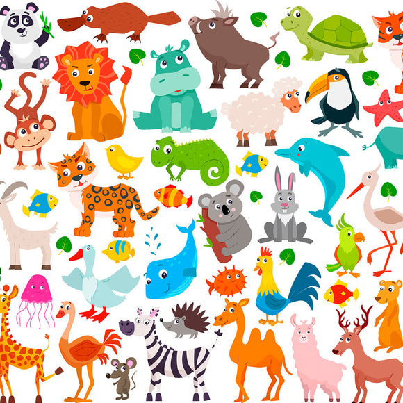 Cute Cartoon Animals Backdrop