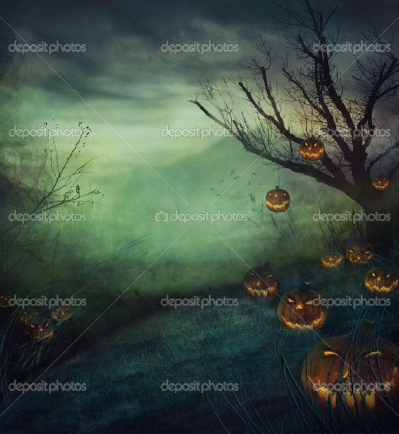 Gray Forest Pumpkin Backdrop