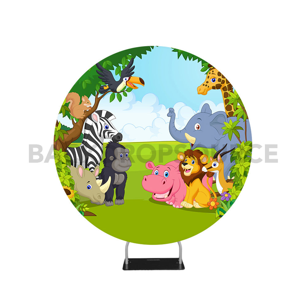 Jungle Birthday Themed Round Photo Booth Backdrop