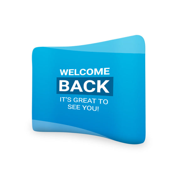 Church Welcome Back It's Great To See You Curved Tension Fabric Media Wall Backdrop