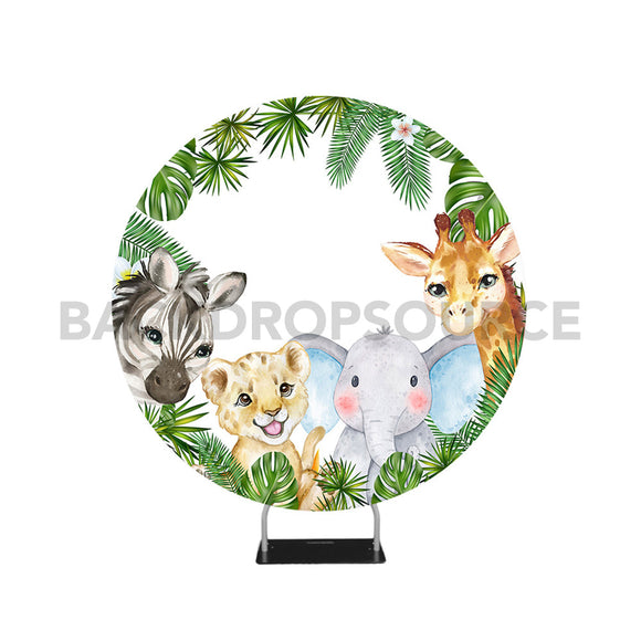 Round Zoo Themed Photo Booth Backdrop