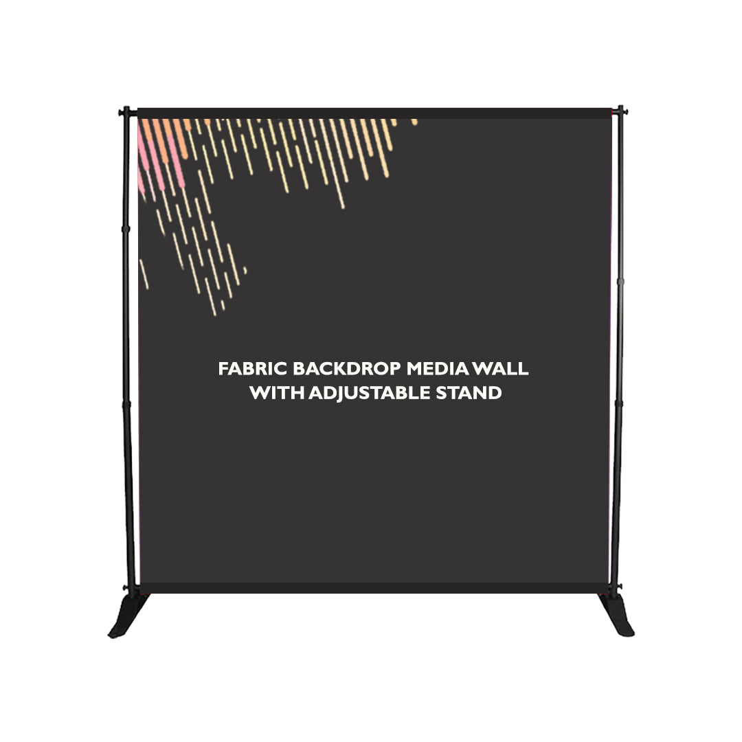Media wall backdrop with adjustable stand