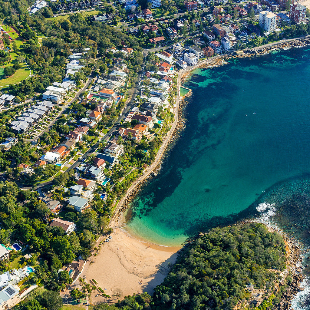 Aerial View on Famous Shelly Beach and Cabbage Tree Bay