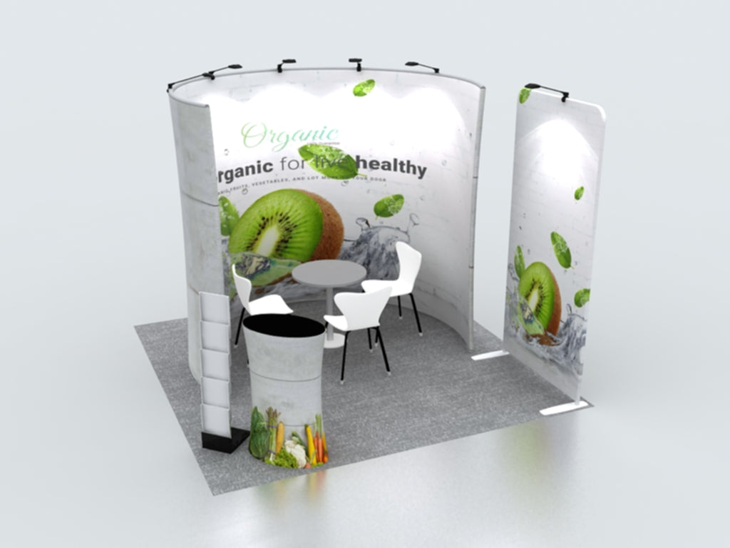 Modular U-shaped exhibition kit for 3m wide stands
