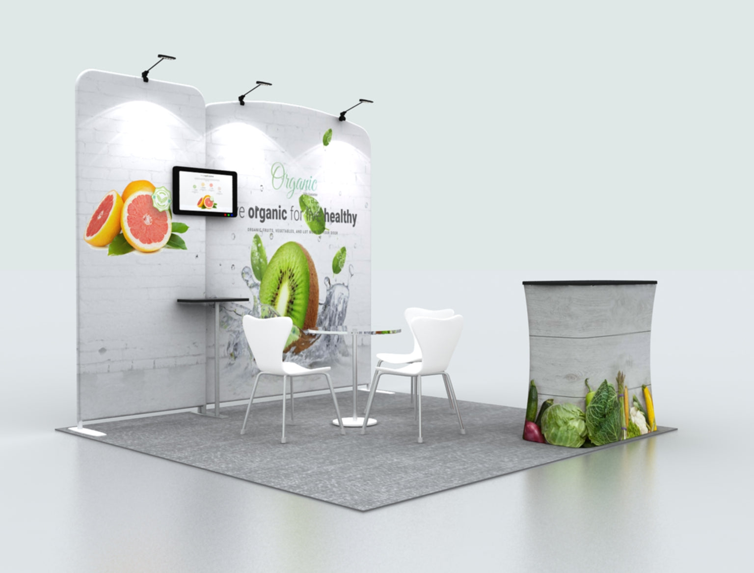 Modular exhibition kit for 3m wide stands
