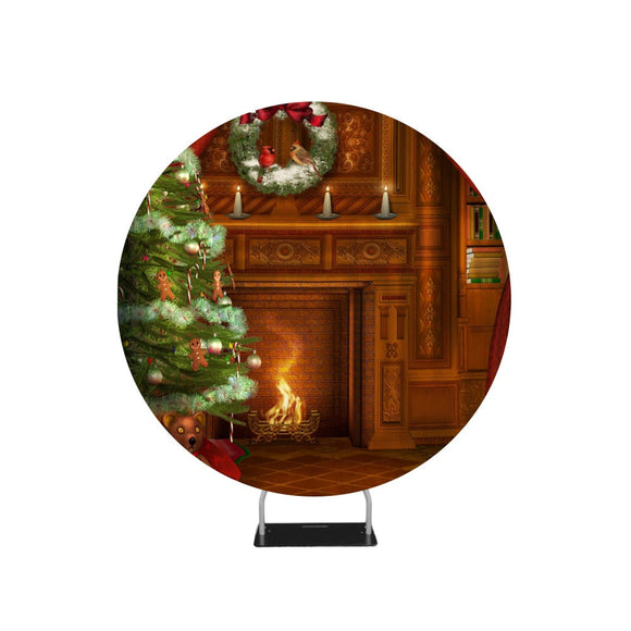 Support de toile de fond de cercle de toile de fond de photo de Noël de cheminée