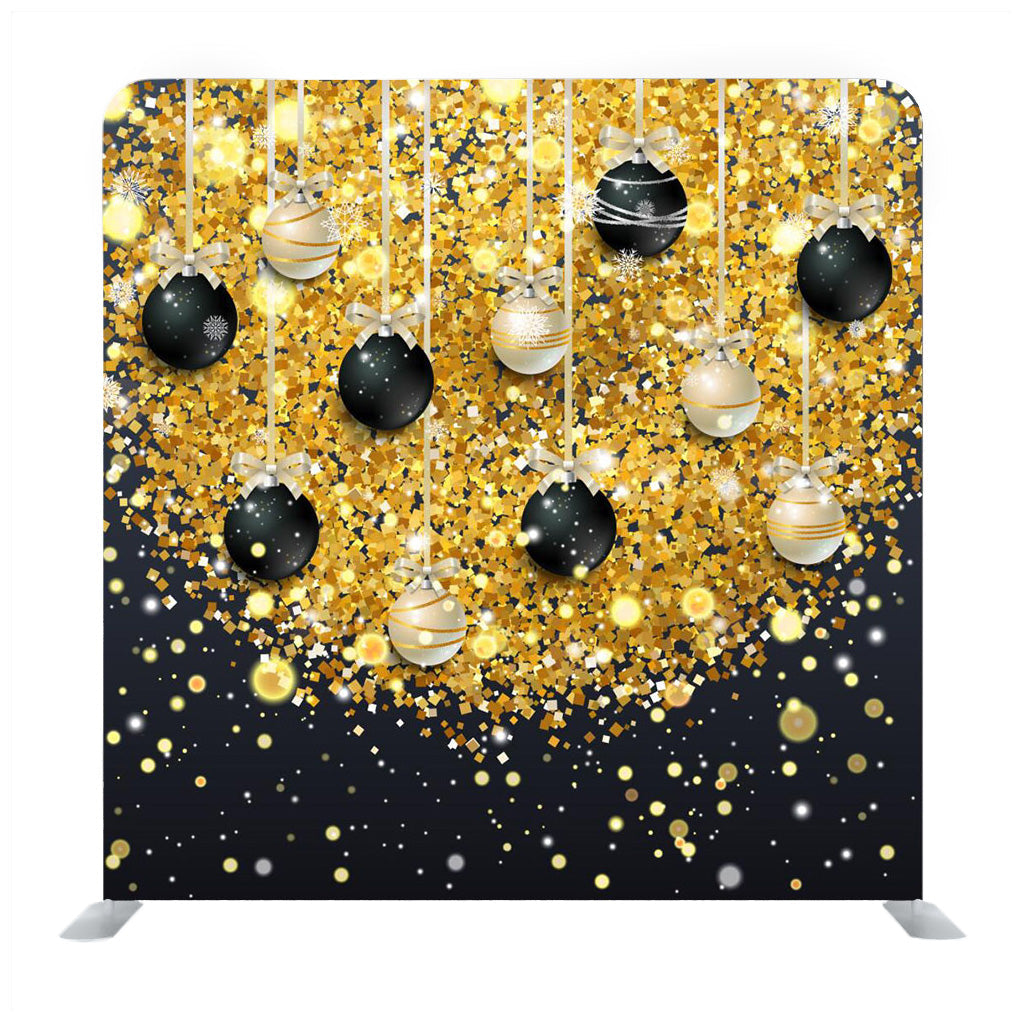 Christmas Gold and Black Ornament Media Wall
