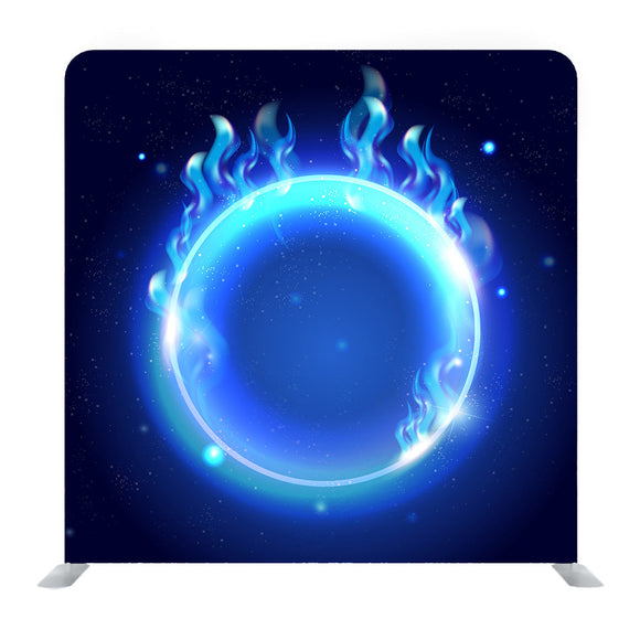 Fire Burning On Shiny Round Frame Media Wall