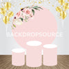 Pink Floral Themed Event Party Round Backdrop Kit