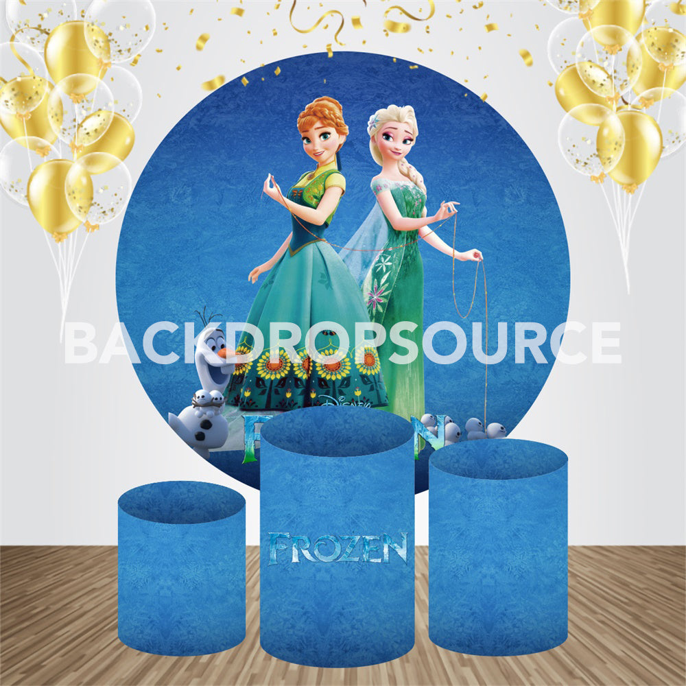 Frozen Cute Princess Event Party Round Backdrop Kit