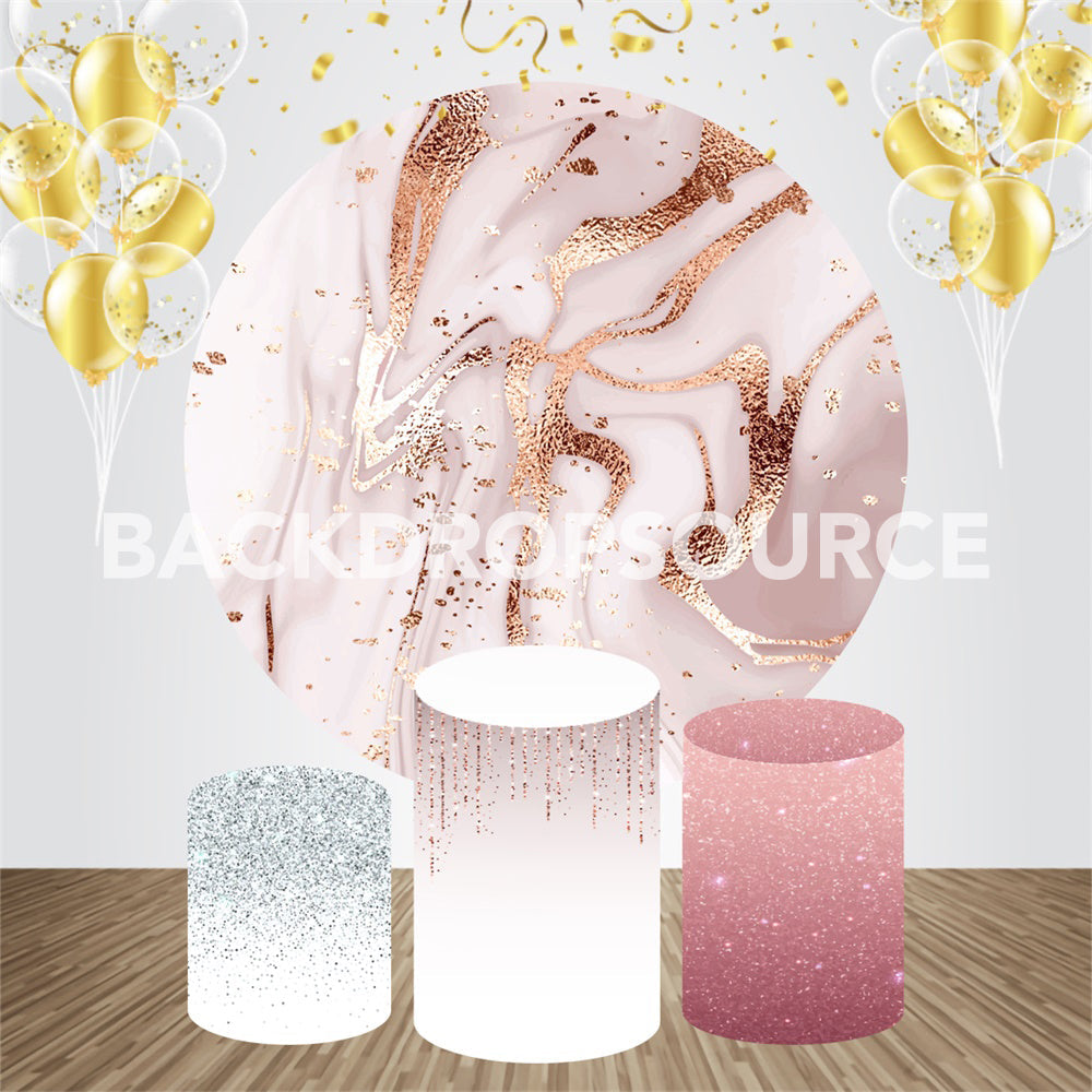 Pinkish Glitter Event Party Round Backdrop Kit