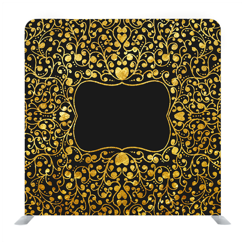 Gold floral frame sign &amp; black background backdrop