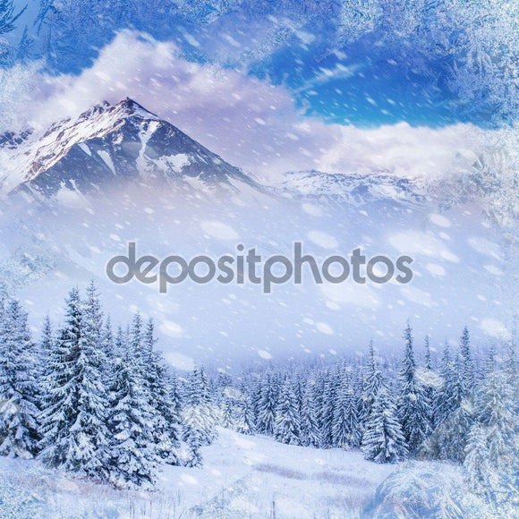 Magical Winter Snow Landscape Background