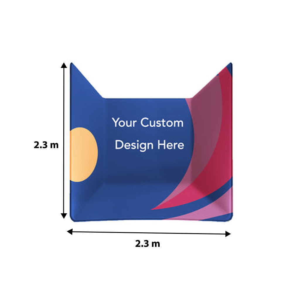 Custom Printed U Shaped Exhibit Booth (covers 3 walls/sides)