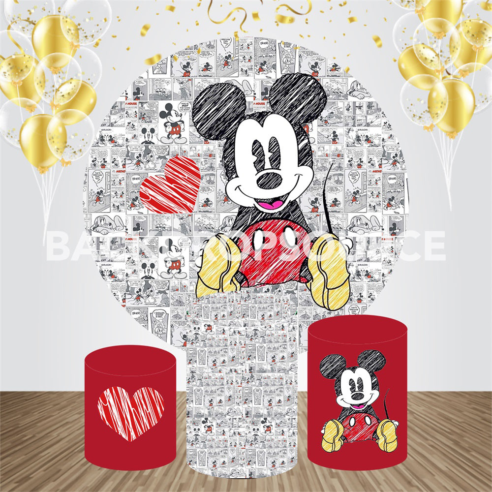 Mickey Mouse Themed  Event Party Round Backdrop Kit