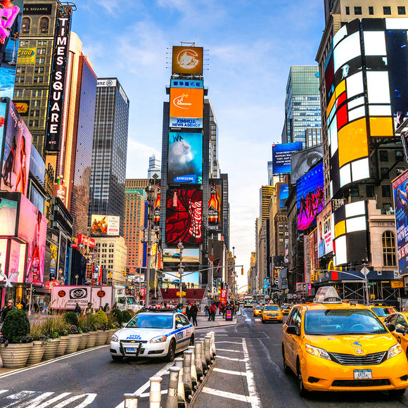 New York City Square Street Manhatta Background