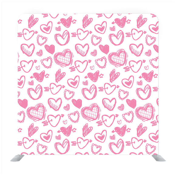 Pink Hearts With White Background Media Wall