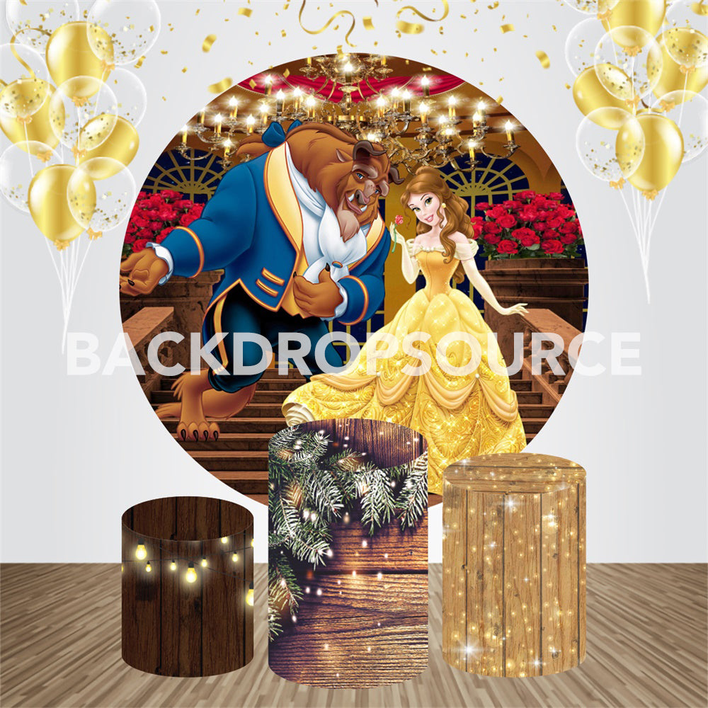 The Beauty and The Beast Event Party Round Backdrop Kit