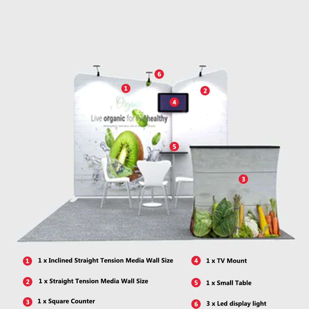 Inclined exhibition kit for 3m wide stands