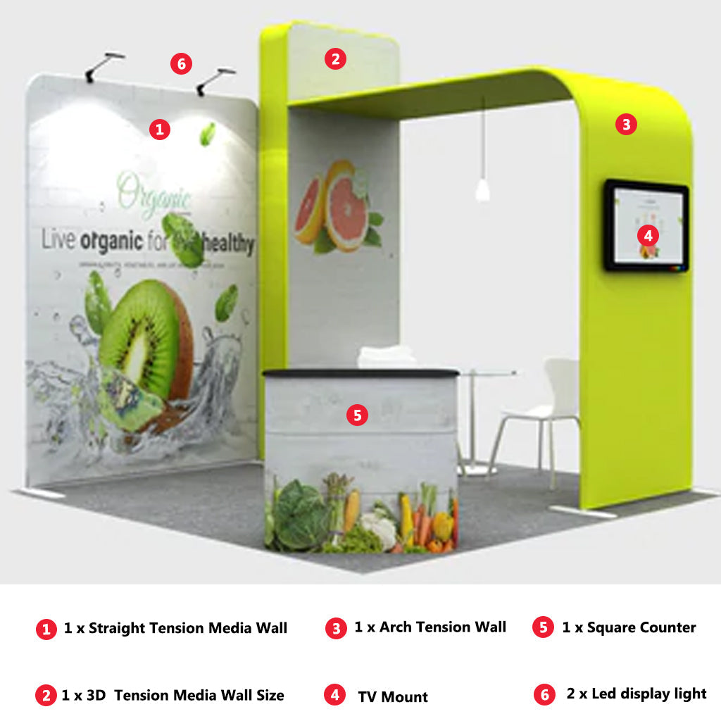 Premium Modular L-Shaped TV Display Exhibition Kit for 3m Wide Booths