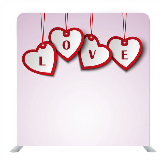 Red Bordered Love Hearts Hanging On The White Wall Media Wall