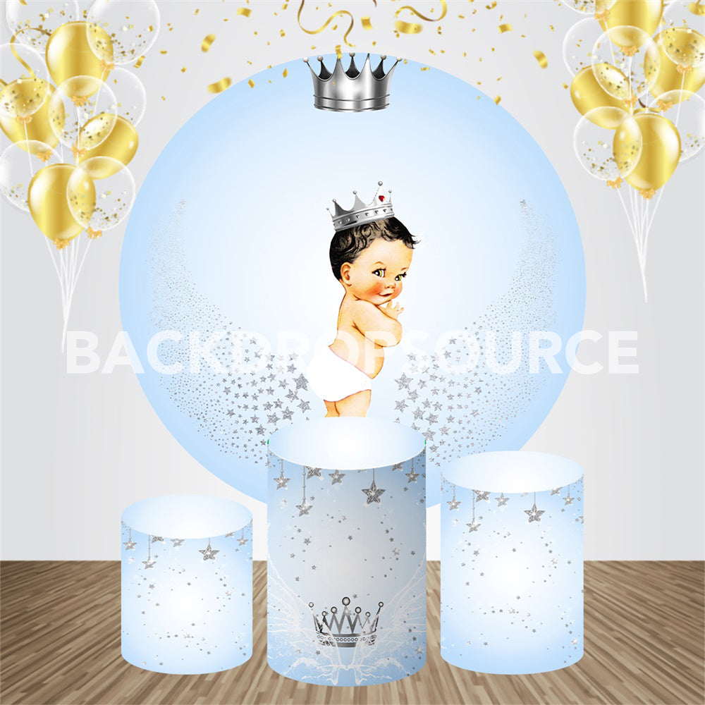 Baby Boy Prince Event Party Round Backdrop Kit