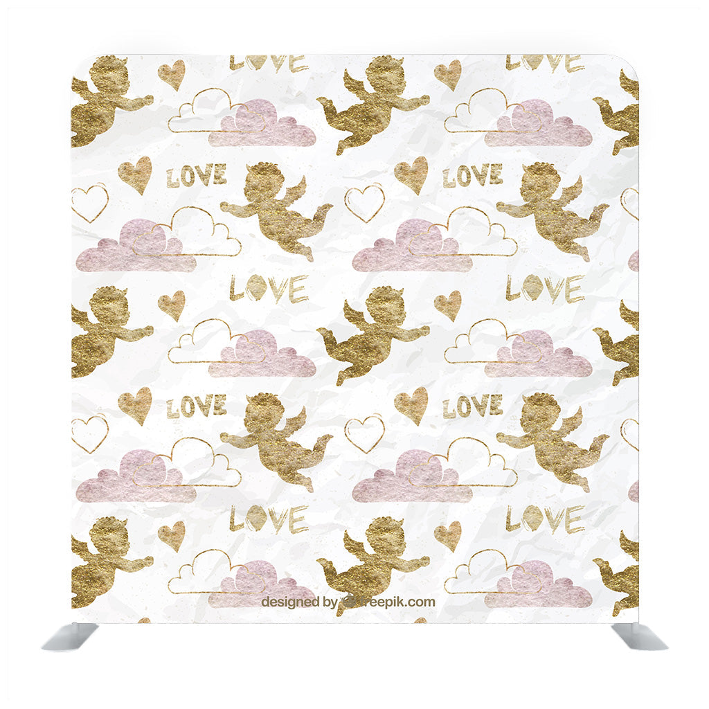 Seamless vector pattern with color cute cupids and hearts background backdrop