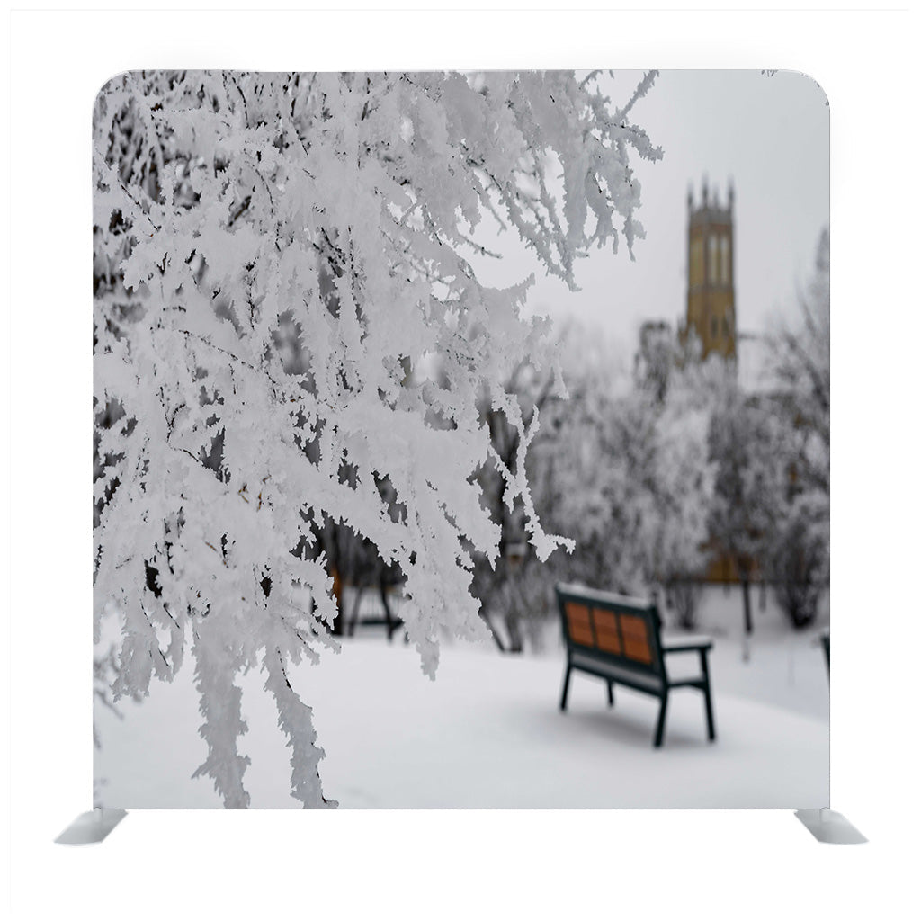 Snow Covered Benches And Trees Media Wall
