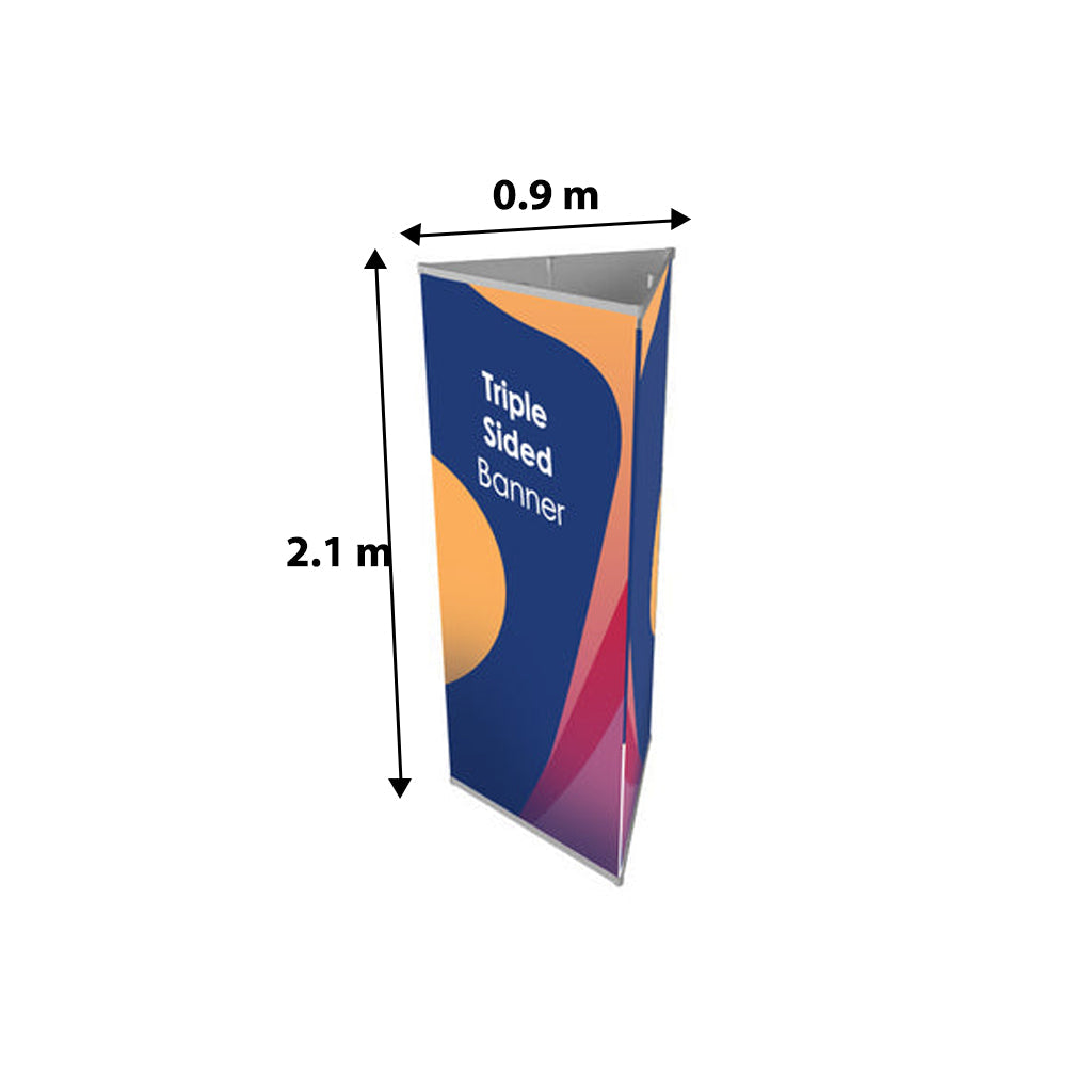 Présentoir de bannière triangulaire à trois côtés Tri-banner
