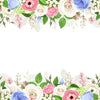 Pink, White , Blue, Roses Vector Horizontal Seamless Background