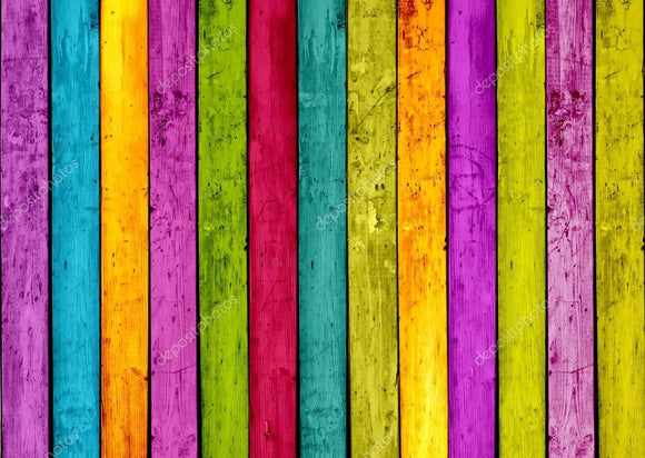 Colorful Wood Stripe Print Photography Backdrop