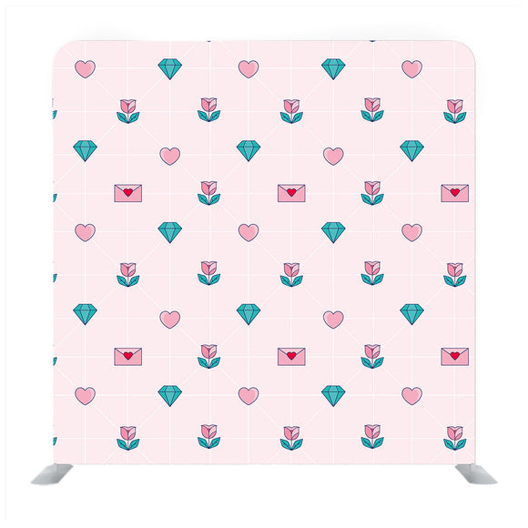 Geometric Pattern With Hearts And Diamonds Background Media Wall
